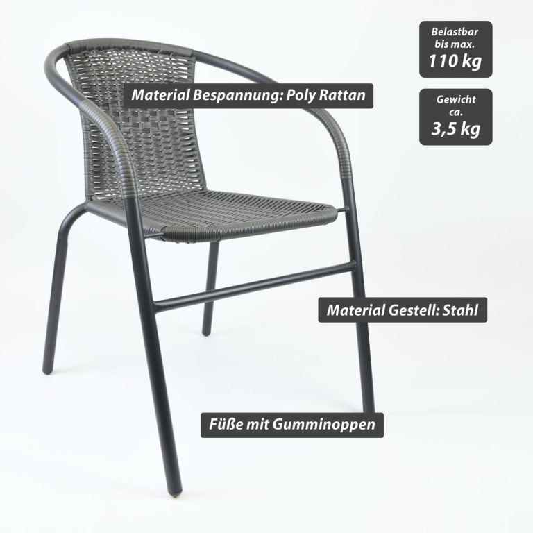 Zestaw krzeseł ogrodowych bistro, szare, 2 szt